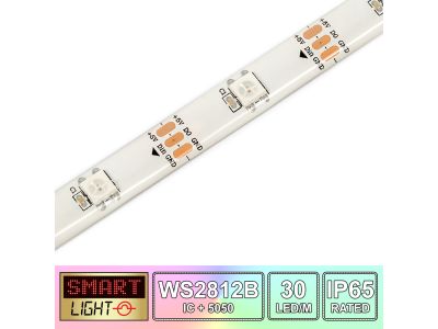 30 LED/M WS2812B RGB Addressable LED Strip IP65 (White PCB)