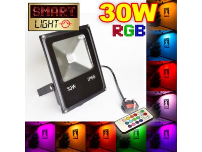Flat RGB LED Flood Light with Remote - 30W