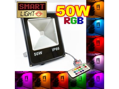 Flat RGB LED Flood Light with Remote - 50W
