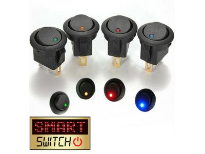SmartSwitch SPST 20mm 12V/16A Illuminated Round Rocker Switch