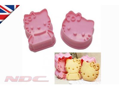 2 x Novelty Pink Hello Kitty Cartoon Cookie Cutter Cake Biscuit Decorating