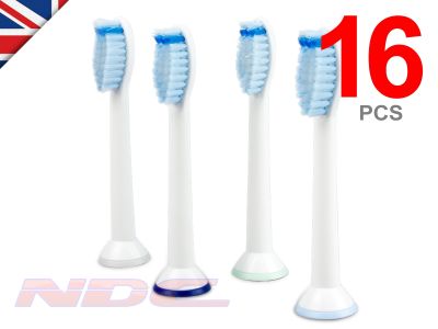 16 x SENSITIVE Toothbrush Heads for Philips Sonicare ProResults HX6054 WHITE