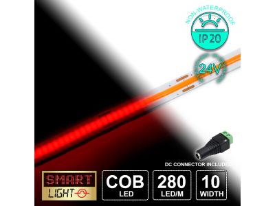 24V Red Economy COB LED Strip (280 LED/m)