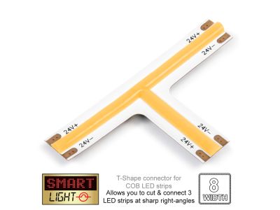 24V T-Shape WARM WHITE (3000k) Junction COB LED Strip Connector (8mm)