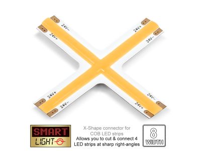 24V X-Shape WARM WHITE (3000k) Intersection COB LED Strip Connector (8mm)