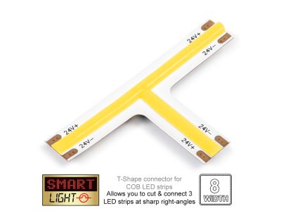 24V T-Shape COOL WHITE (6500k) Junction COB LED Strip Connector (8mm)