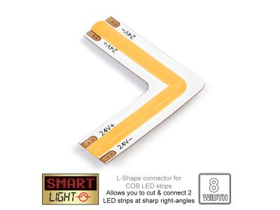 24V L-Shape WARM WHITE (3000k) Corner COB LED Strip Connector (8mm)