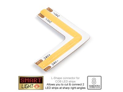 24V L-Shape NATURAL WHITE (4000k) Corner COB LED Strip Connector (8mm)