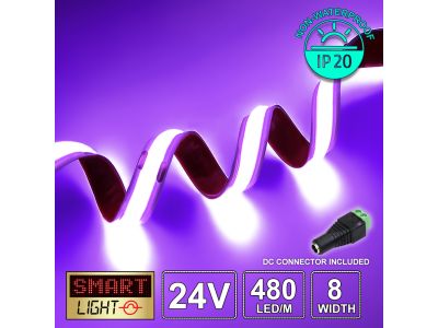 24V Premium Magenta COB LED Strip (480 LED / 10w / 11-1800mcd per meter)