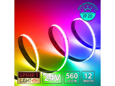 24V Premium RGBW (6000k) COB LED Strip (560 LED / 16.6w / 18-2300mcd per meter)