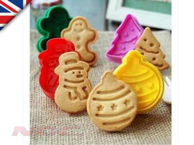 4 x Novelty Christmas Cookie Cutters/Plungers-Xmas Tree/Snowman/Gingerbread Man
