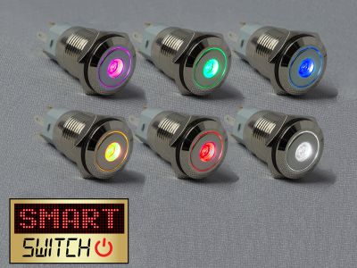 SmartSwitch 19mm 12v DOT LED Chrome Momentary Illuminated Switch