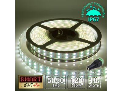 12V/5M SMD 5050 IP67 Sealed Waterproof Double Row 16mm Strip 600 LED (120LED/M) - WARM WHITE