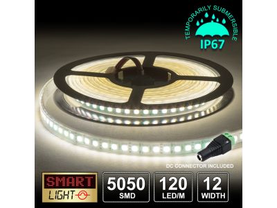 12V/5M SMD 5050 IP67 Sealed Waterproof Strip 600 LED (120LED/M) - WARM WHITE