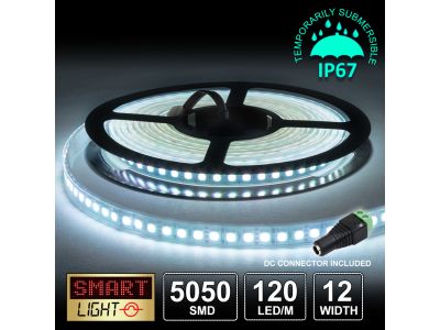 12V/5M SMD 5050 IP67 Sealed Waterproof Strip 600 LED (120LED/M) - COOL WHITE