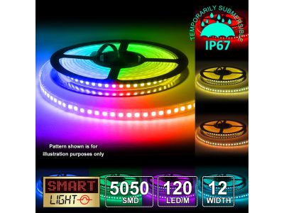 12V/5M SMD 5050 IP67 Sealed Waterproof Strip 600 LED (120LED/M) - RGB