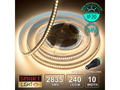 24V/5M SMD 2835 IP20 Non-Waterproof Strip 1200 LED - WARM WHITE