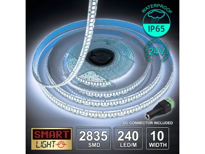 24V/5M SMD 2835 IP65 Waterproof Strip 1200 LED - COOL WHITE