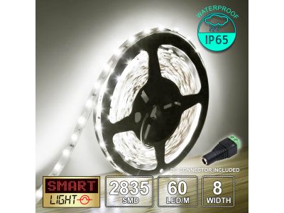 60 LED/M 12V SMD 2835 WARM WHITE LED Strip IP65 (White PCB)