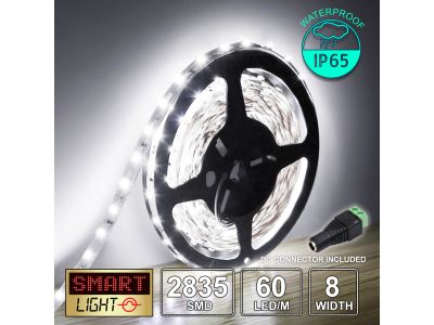 60 LED/M 12V SMD 2835 COOL WHITE LED Strip IP65 (White PCB)