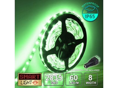 60 LED/M 12V SMD 2835 GREEN LED Strip IP65 (White PCB)