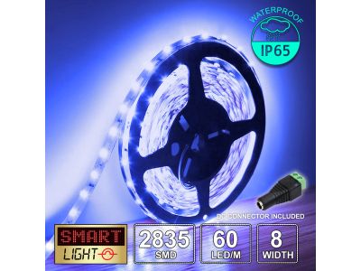 60 LED/M 12V SMD 2835 BLUE LED Strip IP65 (White PCB)