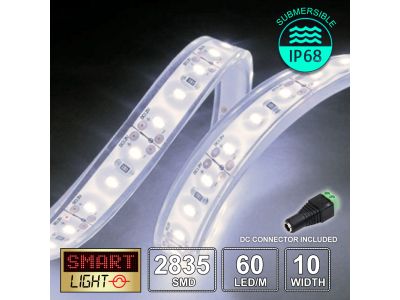 60 LED/M 12V SMD 2835 WARM WHITE LED Strip IP68 (White PCB)