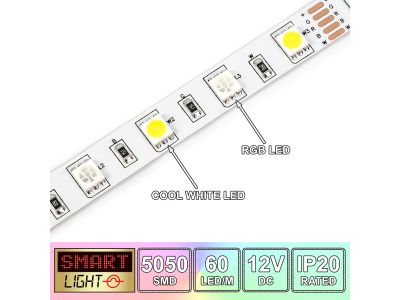 12V/5M SMD 5050 IP20 Non-Waterproof Strip 300 LED - RGB+COOL WHITE