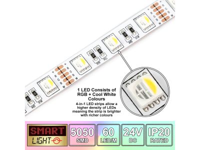 24V/5M SMD 5050 IP20 Non-Waterproof Strip 300 LED - 4-in-1 RGBW