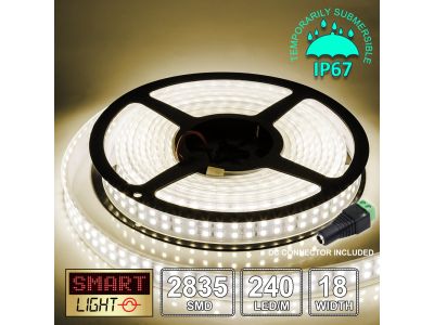 12V/5M SMD 2835 IP67 Sealed Waterproof Double Row 18mm Strip 1200 LED (240LED/M) - WARM WHITE