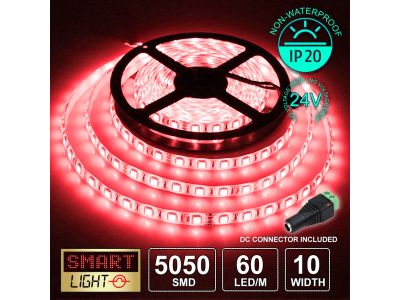 24V/10m SMD 5050 IP20 Non-Waterproof Strip 600 LED - RED