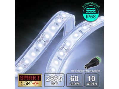 60 LED/M 12V SMD 2835 COOL WHITE LED Strip IP68 (White PCB)