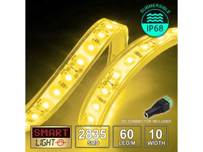 60 LED/M 12V SMD 2835 YELLOW LED Strip IP68 (White PCB)