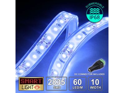 60 LED/M 12V SMD 2835 BLUE LED Strip IP68 (White PCB)