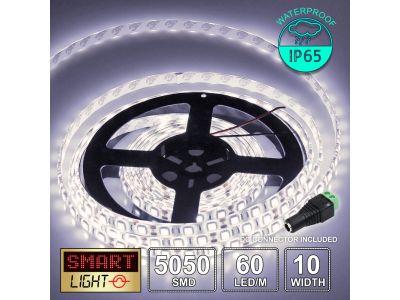 60 LED/M 12V SMD 5050 WARM WHITE LED Strip IP65 (White PCB)