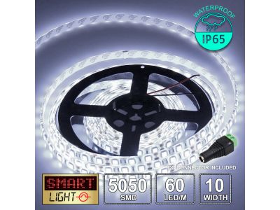 60 LED/M 12V SMD 5050 COOL WHITE LED Strip IP65 (White PCB)