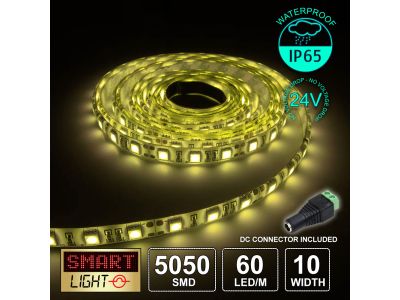 60 LED/M 24V SMD 5050 YELLOW LED Strip IP65 (White PCB)