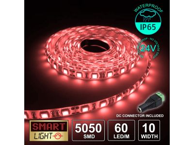 60 LED/M 24V SMD 5050 RED LED Strip IP65 (White PCB)