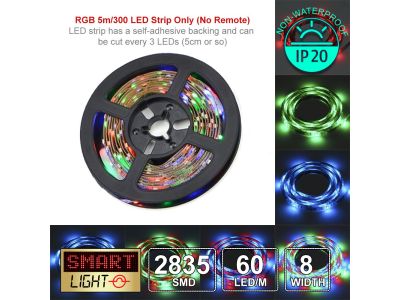 60 LED/M 5V/USB SMD 2835 RGB LED Strip IP20 (White PCB)