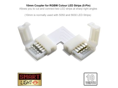 5-Pin / 10mm RGBW LED Strip L Connector