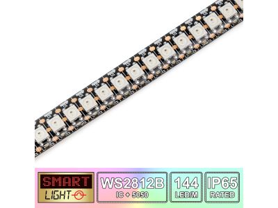 5M/720 LED WS2812B/5050 RGB Addressable LED Strip 5V/IP65/Black PCB (Strip Only)