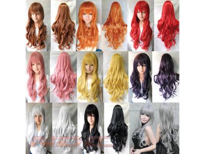 80cm Cosplay Coloured Wig - CURLY/WAVY