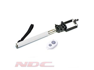 X926:WHITE -- Selfie Stick + Bluetooth Remote - WHITE
