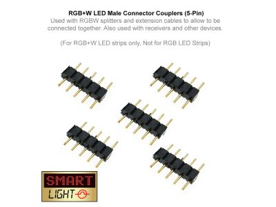 Pack of 5 RGBW Male Couplers - 5 Pin