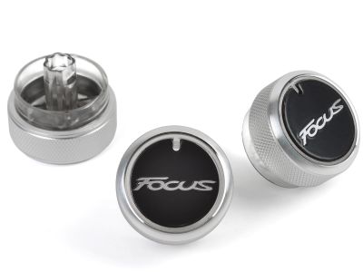 SILVER (WITH LOGO) Aluminium Air-Con Knob Set for Ford Focus