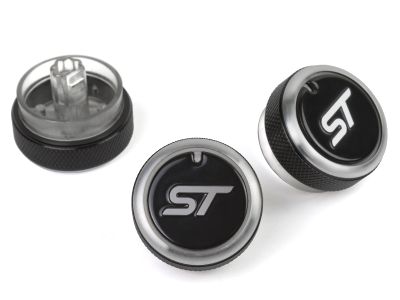 BLACK (WITH LOGO) Aluminium Air-Con Knob Set for Ford Focus (ST STYLE)