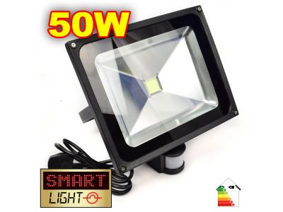 L859 -- SmartLight Cool White LED Flood Light with PIR UK PLUG - 50W