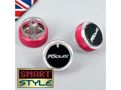 RED (WITH LOGO) Aluminium Air-Con Knob Set for Ford Focus