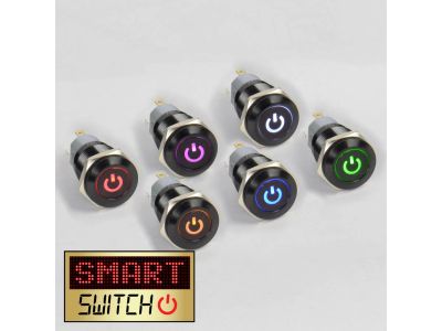 SmartSwitch 19mm 12v POWER LED Black Latching Illuminated Switch