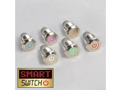 SmartSwitch 19mm 12v POWER LED Chrome Momentary Illuminated Switch